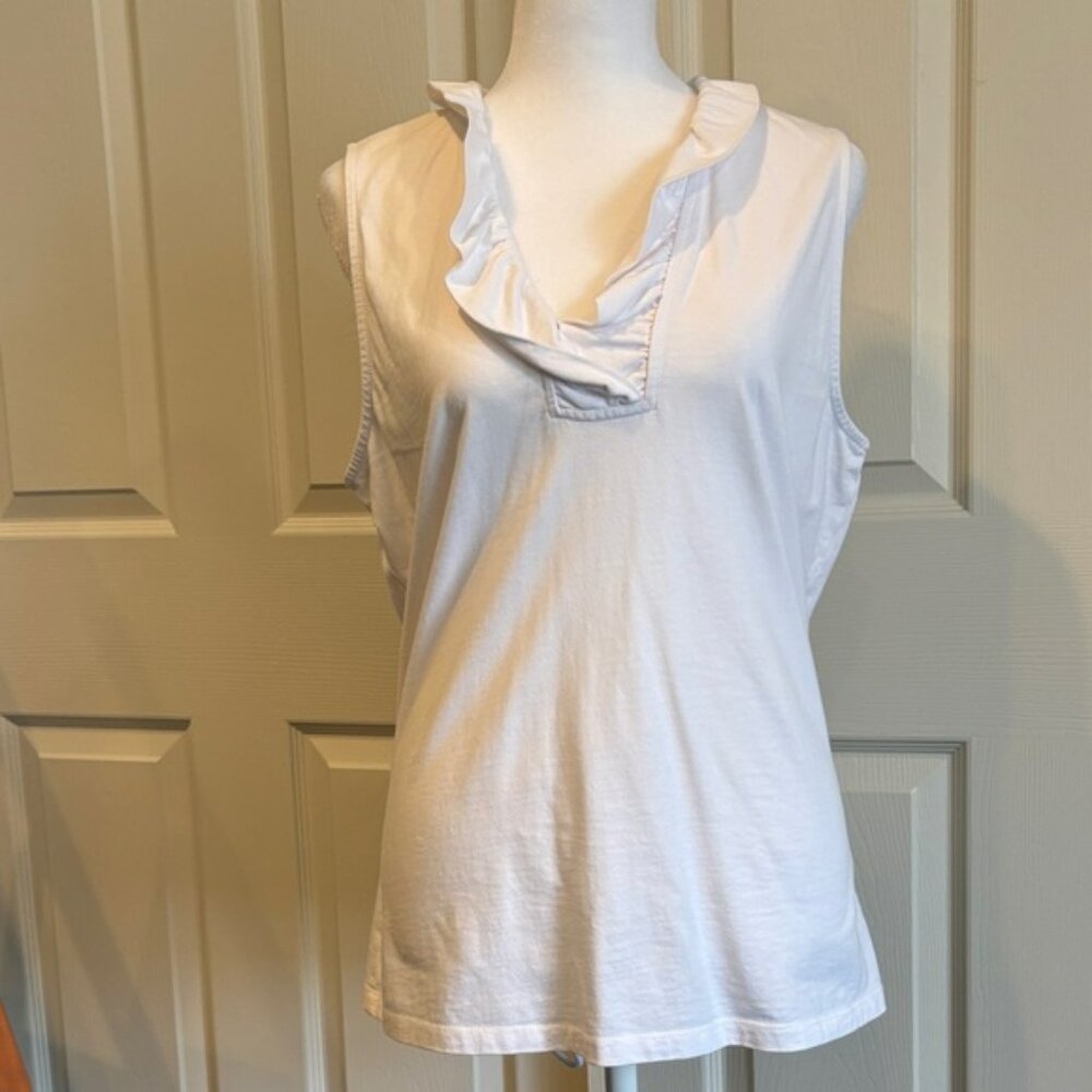 White Ruffled collar JMcLaughlin Top